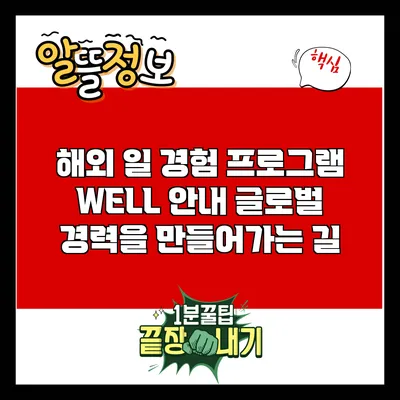 해외 일 경험 프로그램 WELL 안내: 글로벌 경력을 만들어가는 길