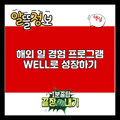 해외 일 경험 프로그램 WELL로 성장하기