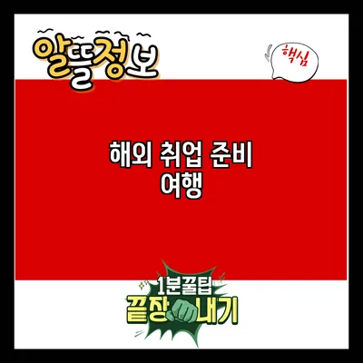 해외 취업 준비: 여행