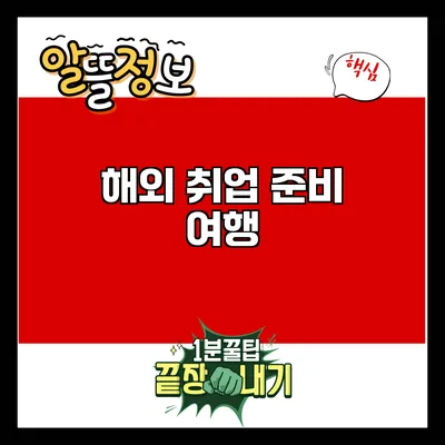 해외 취업 준비: 여행