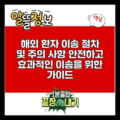 해외 환자 이송 절차 및 주의 사항: 안전하고 효과적인 이송을 위한 가이드