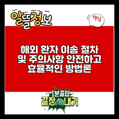 해외 환자 이송 절차 및 주의사항: 안전하고 효율적인 방법론