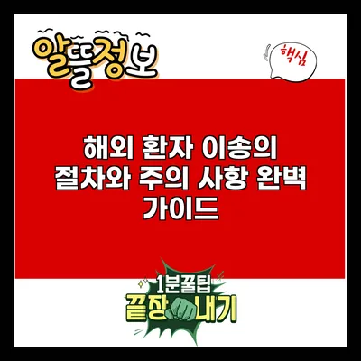 해외 환자 이송의 절차와 주의 사항: 완벽 가이드