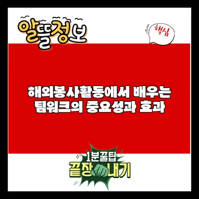 해외봉사활동에서 배우는 팀워크의 중요성과 효과
