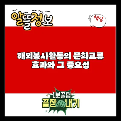해외봉사활동의 문화교류 효과와 그 중요성