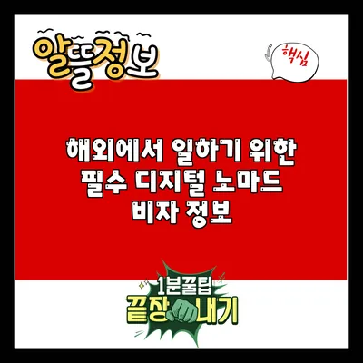 해외에서 일하기 위한 필수 디지털 노마드 비자 정보