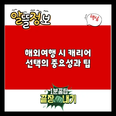 해외여행 시 캐리어 선택의 중요성과 팁