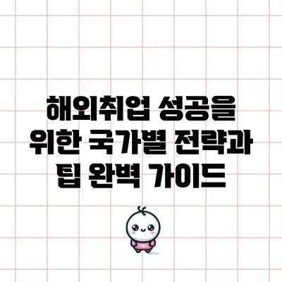 해외취업 성공을 위한 국가별 전략과 팁 완벽 가이드