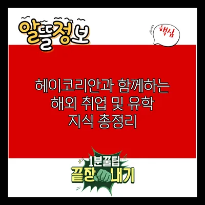 헤이코리안과 함께하는 해외 취업 및 유학 지식 총정리