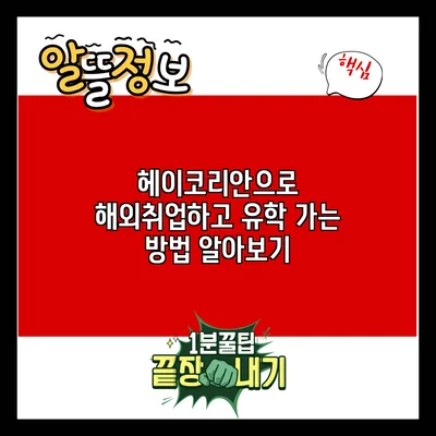 헤이코리안으로 해외취업하고 유학 가는 방법 알아보기