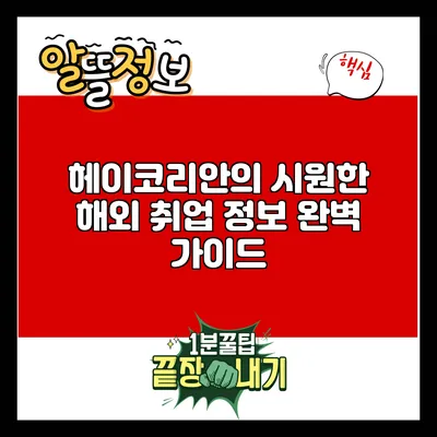 헤이코리안의 시원한 해외 취업 정보 완벽 가이드
