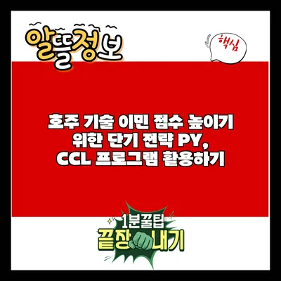 호주 기술 이민 점수 높이기 위한 단기 전략: PY, CCL 프로그램 활용하기