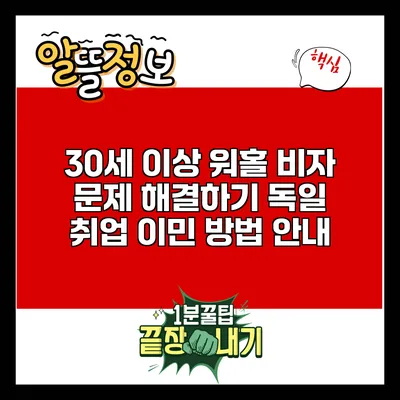 30세 이상 워홀 비자 문제 해결하기: 독일 취업 이민 방법 안내
