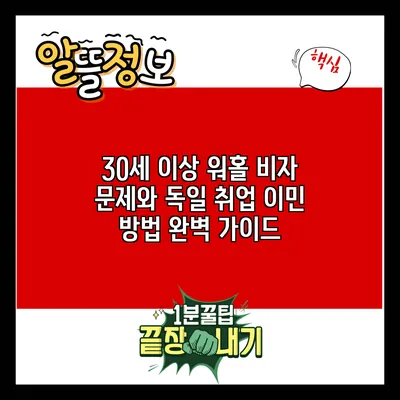 30세 이상 워홀 비자 문제와 독일 취업 이민 방법 완벽 가이드