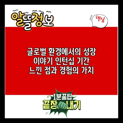 글로벌 환경에서의 성장 이야기: 인턴십 기간 느낀 점과 경험의 가치