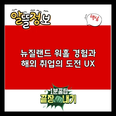 뉴질랜드 워홀 경험과 해외 취업의 도전 UX