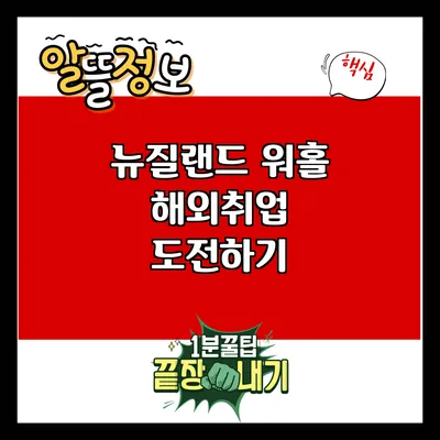 뉴질랜드 워홀: 해외취업 도전하기
