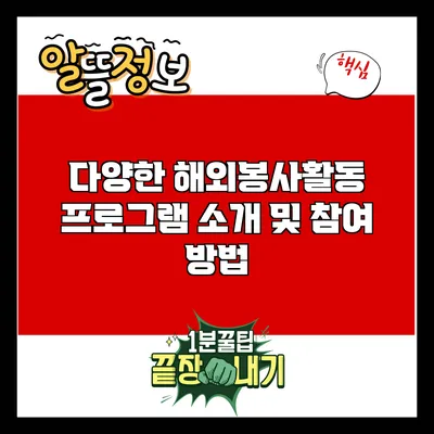 다양한 해외봉사활동 프로그램 소개 및 참여 방법