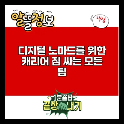 디지털 노마드를 위한 캐리어 짐 싸는 모든 팁