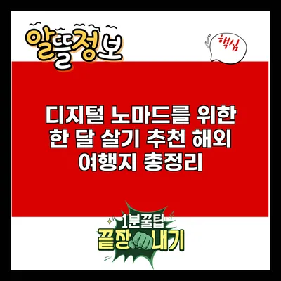 디지털 노마드를 위한 한 달 살기: 추천 해외 여행지 총정리