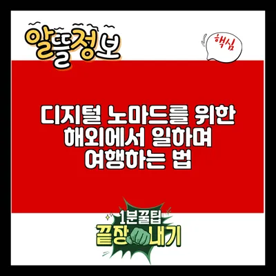 디지털 노마드를 위한 해외에서 일하며 여행하는 법