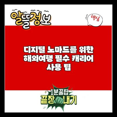 디지털 노마드를 위한 해외여행 필수 캐리어 사용 팁