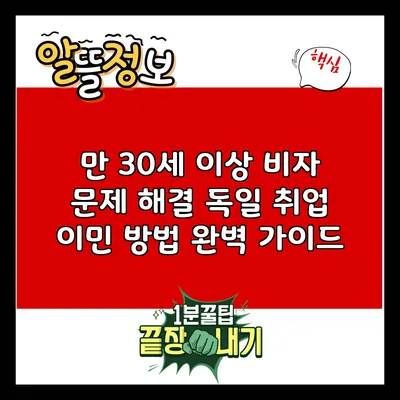 만 30세 이상 비자 문제 해결: 독일 취업 이민 방법 완벽 가이드