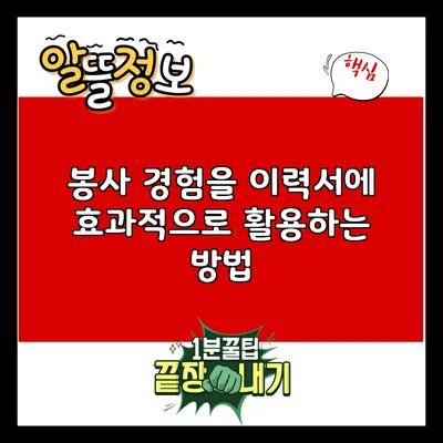 봉사 경험을 이력서에 효과적으로 활용하는 방법