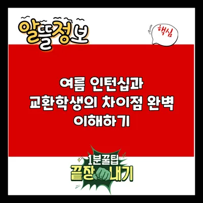 여름 인턴십과 교환학생의 차이점 완벽 이해하기