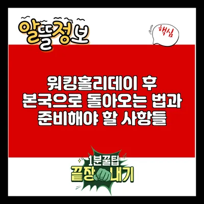 워킹홀리데이 후 본국으로 돌아오는 법과 준비해야 할 사항들