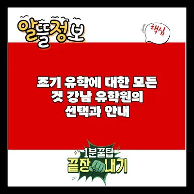 조기 유학에 대한 모든 것: 강남 유학원의 선택과 안내