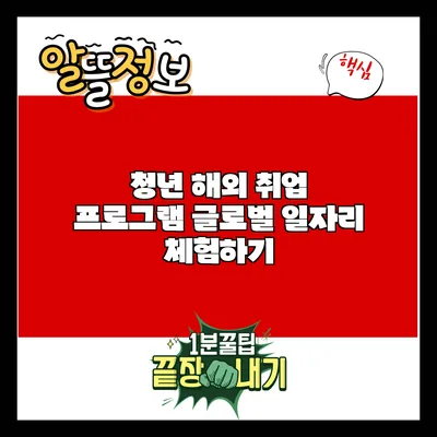청년 해외 취업 프로그램: 글로벌 일자리 체험하기