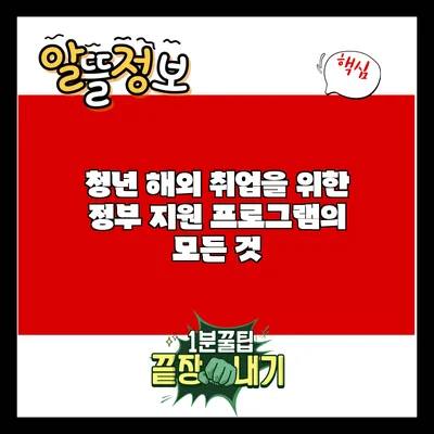청년 해외 취업을 위한 정부 지원 프로그램의 모든 것