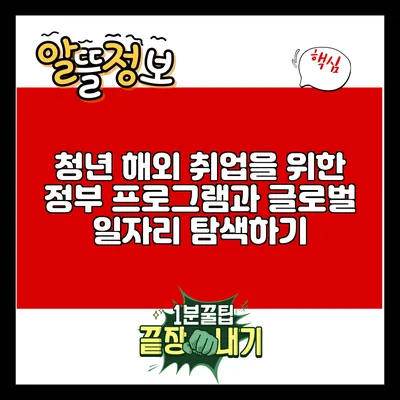청년 해외 취업을 위한 정부 프로그램과 글로벌 일자리 탐색하기