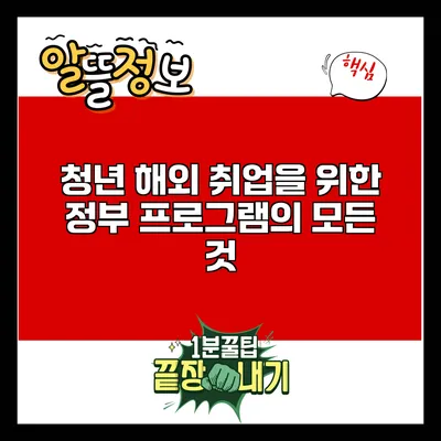청년 해외 취업을 위한 정부 프로그램의 모든 것