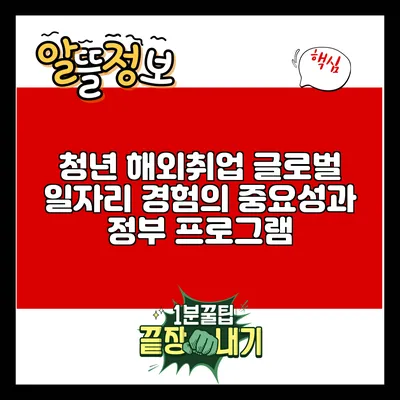 청년 해외취업: 글로벌 일자리 경험의 중요성과 정부 프로그램