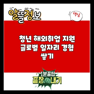 청년 해외취업 지원: 글로벌 일자리 경험 쌓기