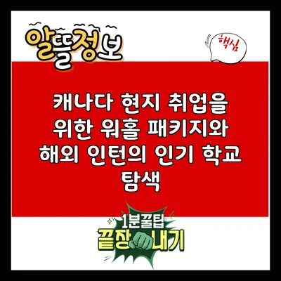 캐나다 현지 취업을 위한 워홀 패키지와 해외 인턴의 인기 학교 탐색