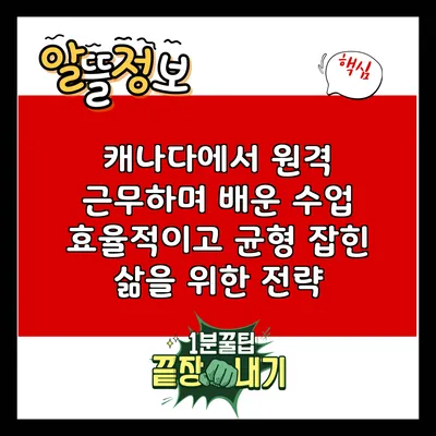 캐나다에서 원격 근무하며 배운 수업: 효율적이고 균형 잡힌 삶을 위한 전략