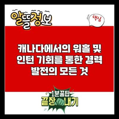 캐나다에서의 워홀 및 인턴 기회를 통한 경력 발전의 모든 것