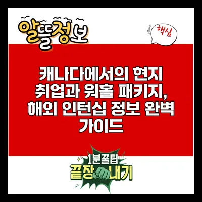 캐나다에서의 현지 취업과 워홀 패키지, 해외 인턴십 정보 완벽 가이드