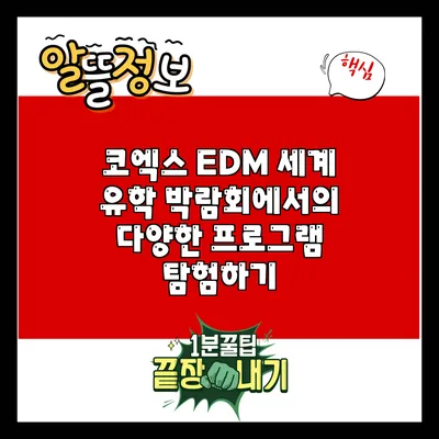 코엑스 EDM 세계 유학 박람회에서의 다양한 프로그램 탐험하기