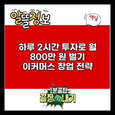 하루 2시간 투자로 월 800만 원 벌기: 이커머스 창업 전략