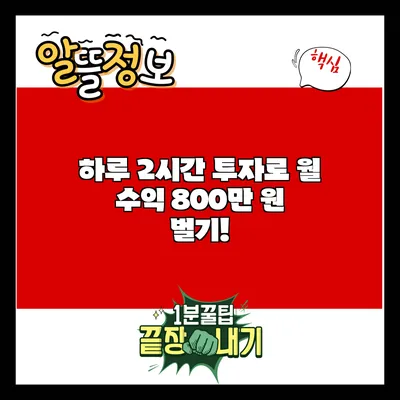 하루 2시간 투자로 월 수익 800만 원 벌기!