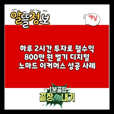 하루 2시간 투자로 월수익 800만 원 벌기: 디지털 노마드 이커머스 성공 사례