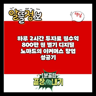 하루 2시간 투자로 월수익 800만 원 벌기: 디지털 노마드의 이커머스 창업 성공기