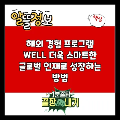 해외 경험 프로그램 WELL: 더욱 스마트한 글로벌 인재로 성장하는 방법