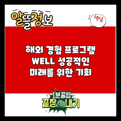 해외 경험 프로그램 WELL: 성공적인 미래를 위한 기회