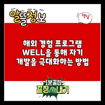 해외 경험 프로그램 WELL을 통해 자기 개발을 극대화하는 방법