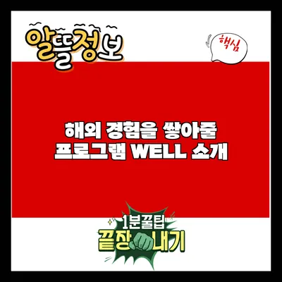 해외 경험을 쌓아줄 프로그램 WELL 소개